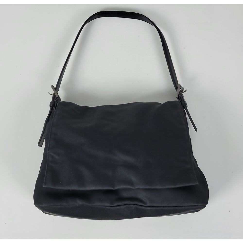 Vintage Coach Mercer 7424 Women Shoulder Bag Black Nylon Leather Twill  Flap